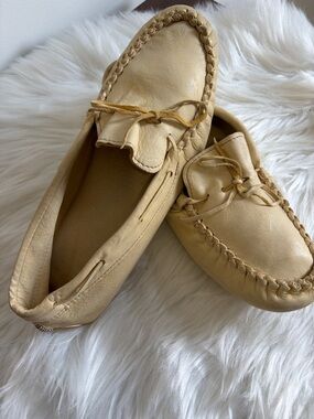 Men's Leather Moccasin Slip-On Loafers in Tan